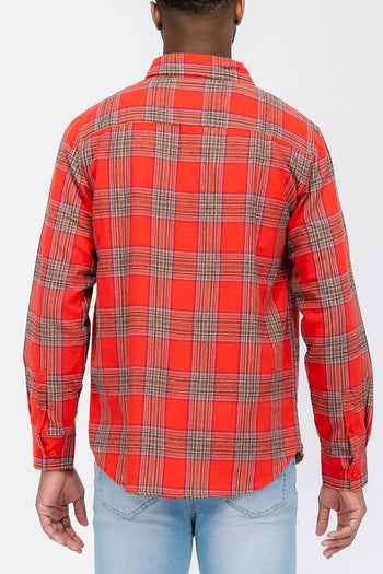 LONG SLEEVE FLANNEL FULL PLAID CHECKERED SHIRT WEIV