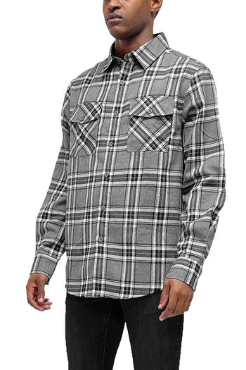 LONG SLEEVE FLANNEL FULL PLAID CHECKERED SHIRT WEIV