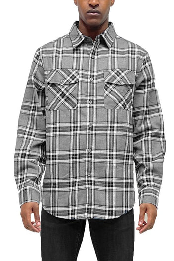 LONG SLEEVE FLANNEL FULL PLAID CHECKERED SHIRT WEIV