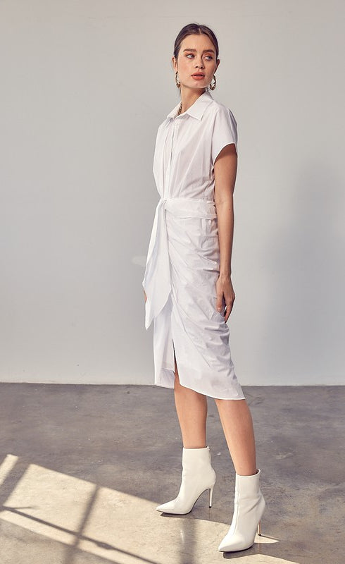 Collar Button Front Tie Dress Do + Be Collection