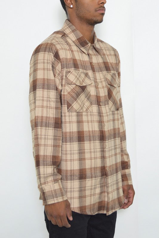 Regular Fit Checker Plaid Flannel Long Sleeve WEIV