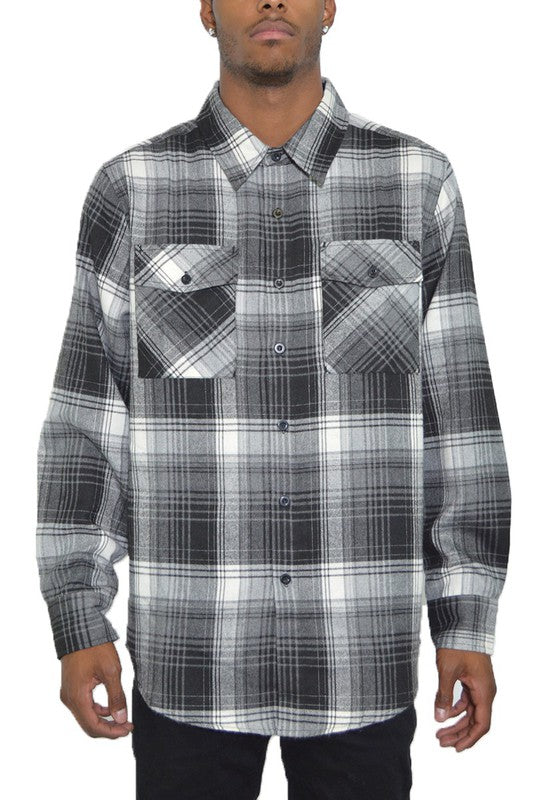 Regular Fit Checker Plaid Flannel Long Sleeve WEIV