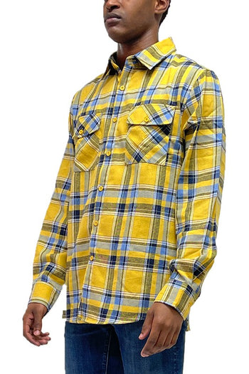 LONG SLEEVE FLANNEL FULL PLAID CHECKERED SHIRT WEIV