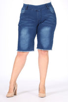 Hi-Waist Distressed Bermuda Short Jeggings Bagel