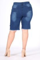 Hi-Waist Distressed Bermuda Short Jeggings Bagel