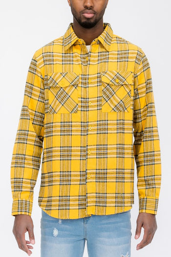 LONG SLEEVE FLANNEL FULL PLAID CHECKERED SHIRT WEIV