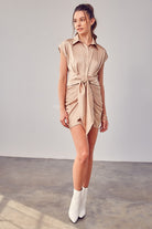 Collar Button Up Front Tie Dress Do + Be Collection