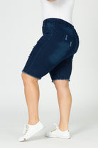 Plus Hi-Waist Distressed Bermuda Short Jeggings Bagel