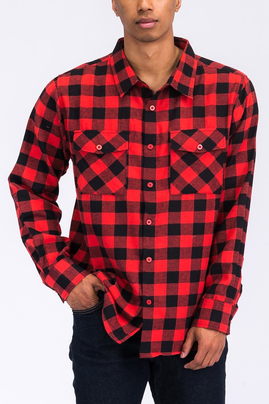 Regular Fit Checker Plaid Flannel Long Sleeve WEIV