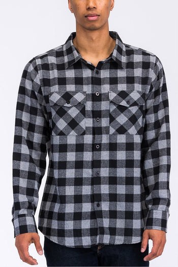 Regular Fit Checker Plaid Flannel Long Sleeve WEIV