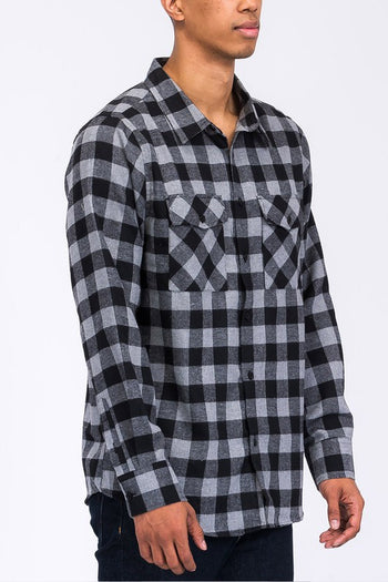 Regular Fit Checker Plaid Flannel Long Sleeve WEIV