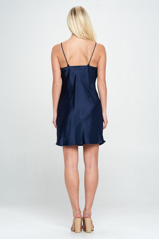 Solid Heavy Bias Cut Satin Slip Dress Renee C.