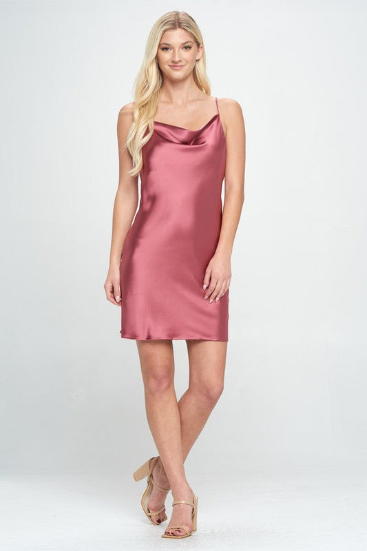 Solid Heavy Bias Cut Satin Slip Dress Renee C.