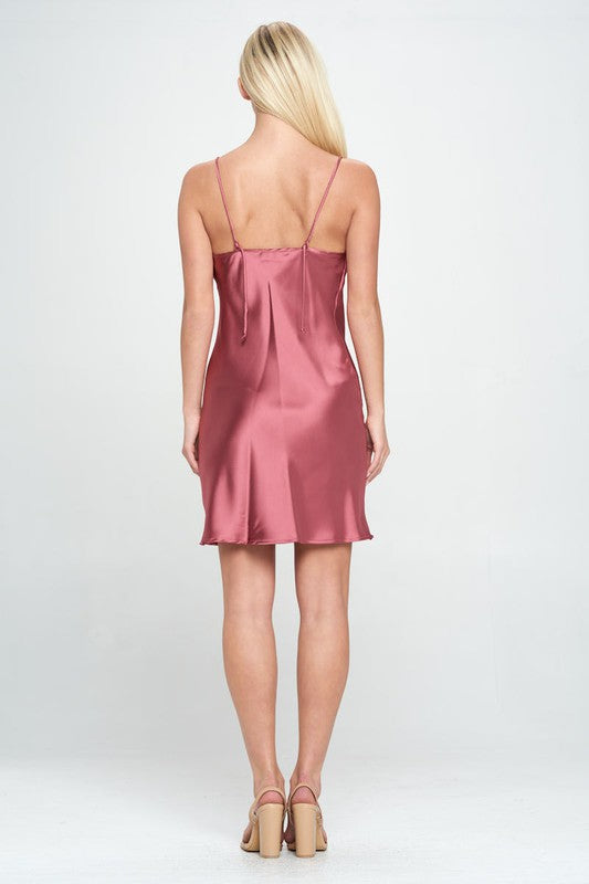 Solid Heavy Bias Cut Satin Slip Dress Renee C.