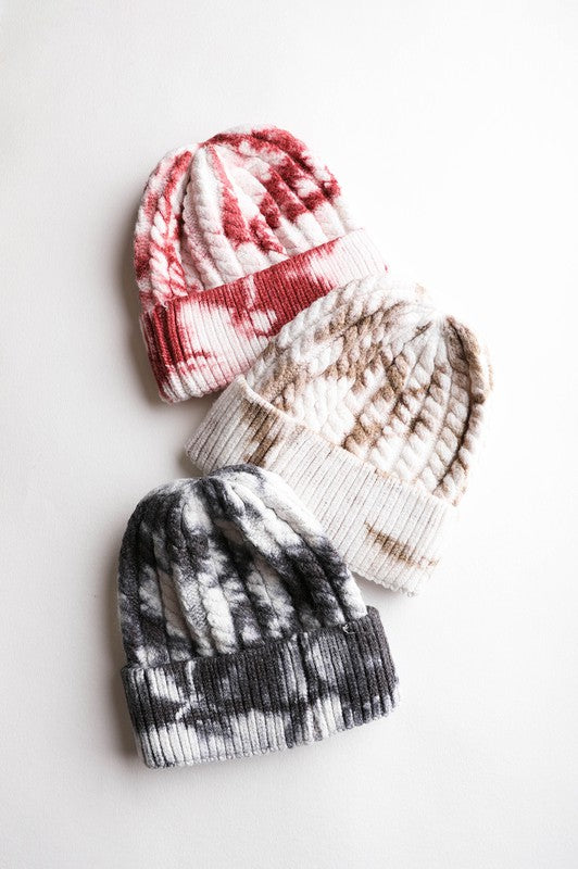 Tie Dye Cable Knit Beanie Leto Accessories