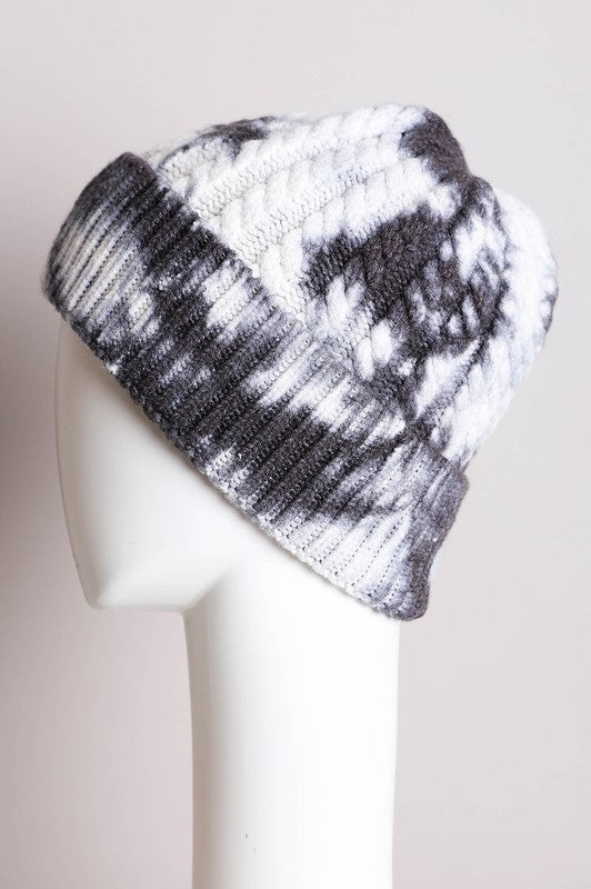 Tie Dye Cable Knit Beanie Leto Accessories