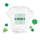 Lucky Stacked Short Sleeve Graphic Tee Olive and Ivory Wholesale