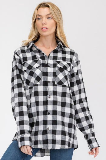 Boyfriend Checker Plaid Flannel Long Sleeve WEIV