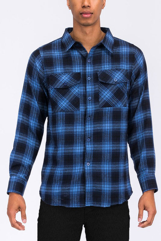 Regular Fit Checker Plaid Flannel Long Sleeve WEIV