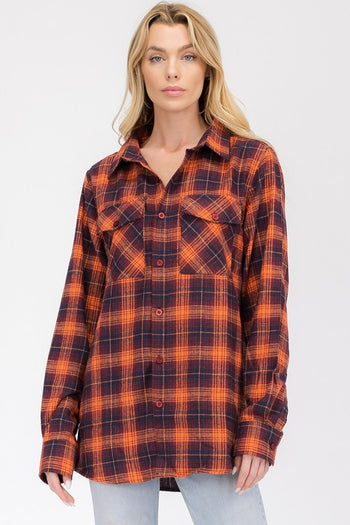 Boyfriend Oversize Plaid Flannel Long Sleeve WEIV