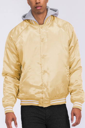 SATIN VARSITY BOMBER JACKET WEIV