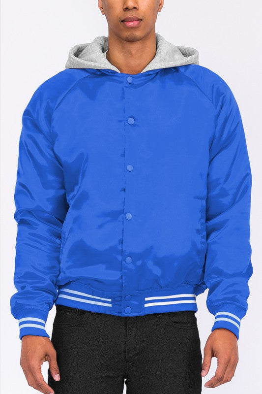 SATIN VARSITY BOMBER JACKET WEIV