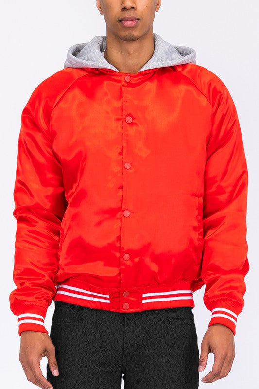 SATIN VARSITY BOMBER JACKET WEIV