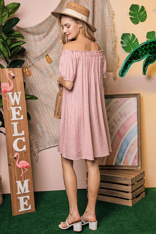 Off The Shoulder Dress with CF Button Detail Ninexis