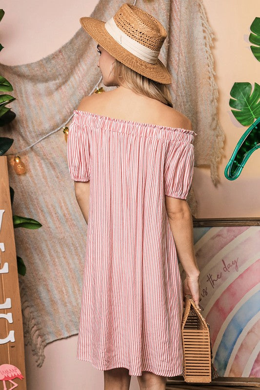 Off The Shoulder Dress with CF Button Detail Ninexis