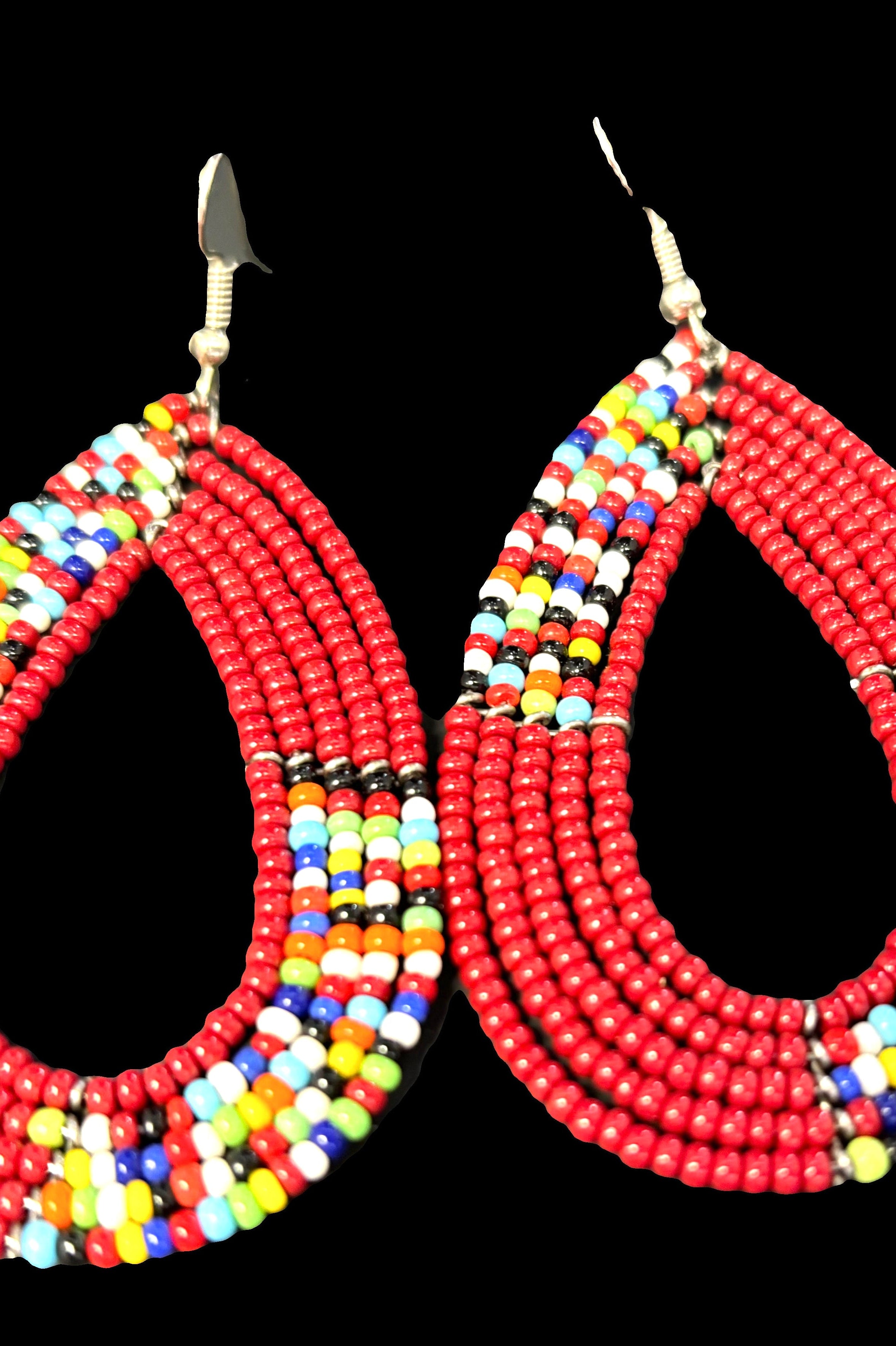 Kenyan Multi-Beaded Earrings Red Liberate and Lather