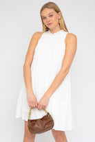 Sleeveless Ruffle Neck Tiered Dress Gilli