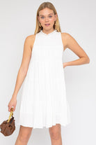 Sleeveless Ruffle Neck Tiered Dress Gilli