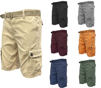 Weiv Mens Belted Cargo Shorts Pockets and Belt WEIV