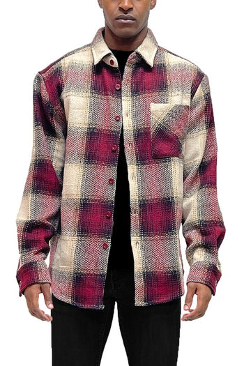 Flannel Shirt Jacket Checkered Plaid Shacket WEIV