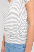 Short Sleeve V-Neck Twist Front Top Gilli