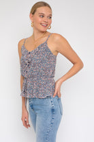 Sleeveless Elastic Waist Top With Ruffle Gilli