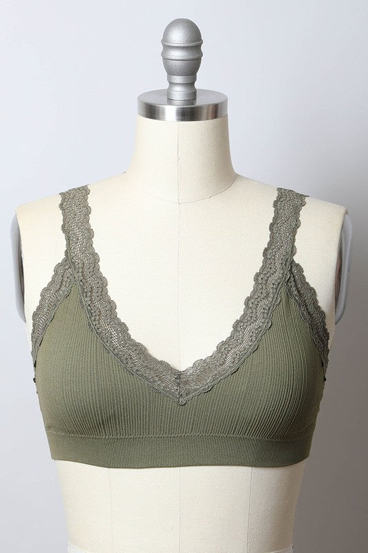 Lace Trim Padded Bralette Leto Accessories