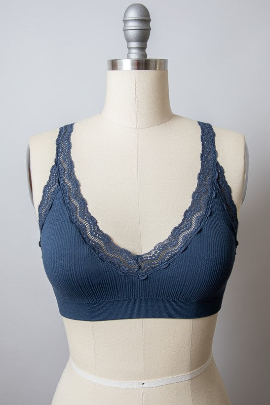 Lace Trim Padded Bralette Leto Accessories