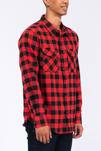 Regular Fit Checker Plaid Flannel Long Sleeve WEIV