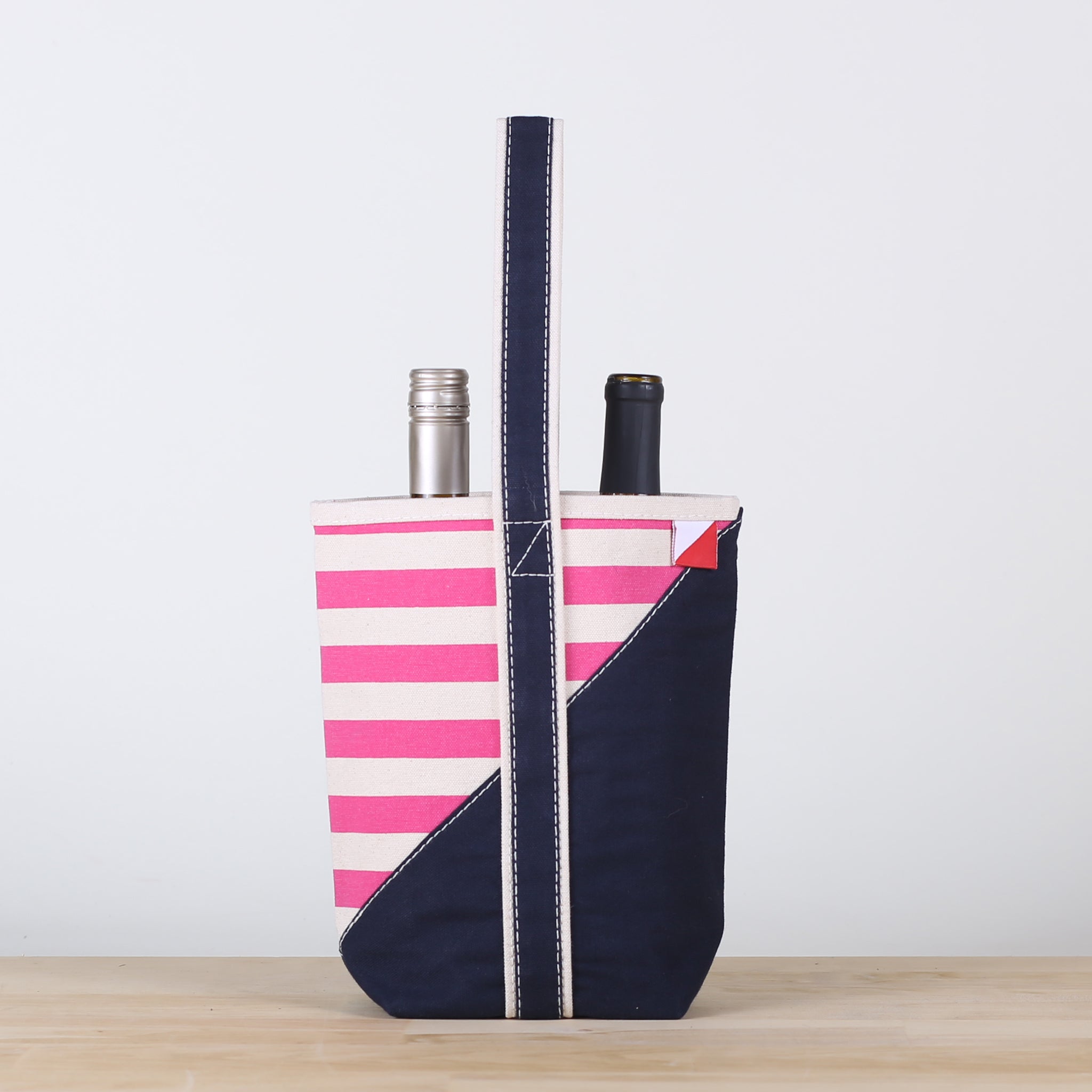 Contemporary Striped Double Wine Tote by ShoreBags