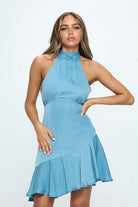 Halter Neck Satin Mini Dress One and Only Collective Inc