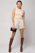 Elastic Waist Front Pocket Roll-Up Shorts Gilli