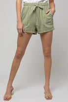 Elastic Waist Front Pocket Roll-Up Shorts Gilli