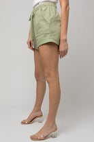 Elastic Waist Front Pocket Roll-Up Shorts Gilli