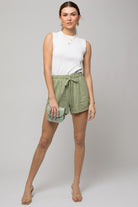 Elastic Waist Front Pocket Roll-Up Shorts Gilli