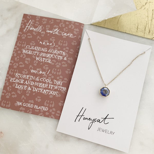 Ode to Rose Blue Crystla Necklace HONEYCAT Jewelry