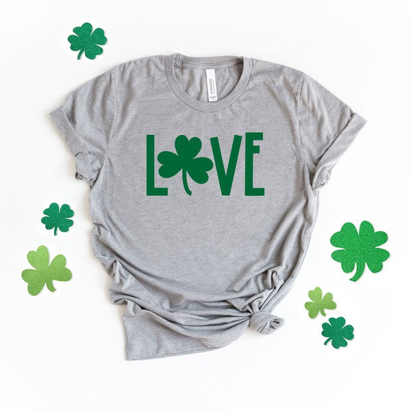 Love Clover Short Sleeve Graphic Tee Olive and Ivory Wholesale