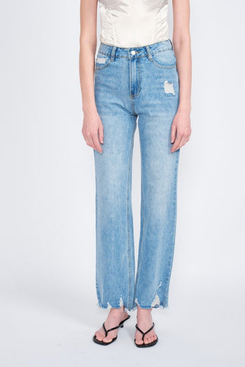 HIGH WAISTED STRAIGHT LEG DENIM JEANS Emory Park