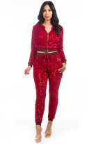 SEXY SEQUIN TWO PIECE PANT SET By Claude