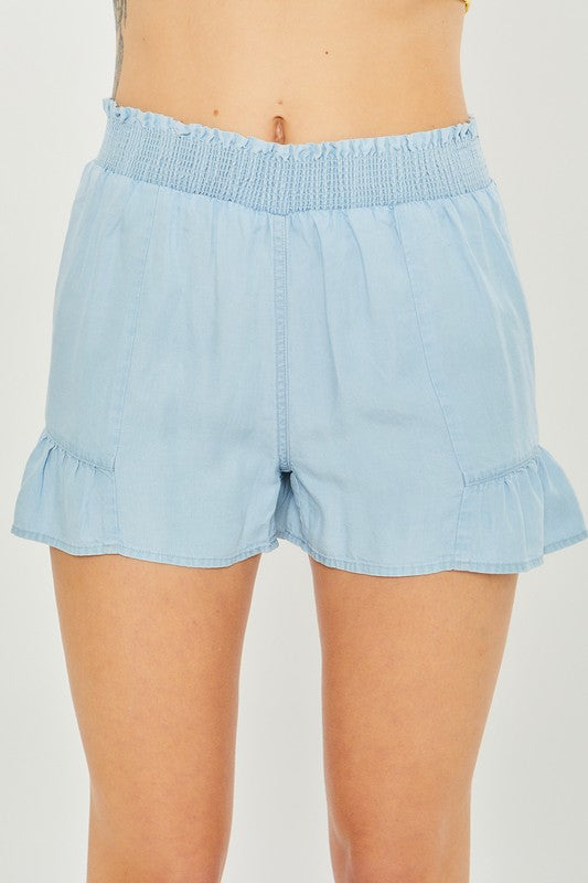 Woven Solid Shorts Love Tree